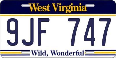 WV license plate 9JF747
