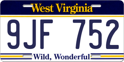 WV license plate 9JF752