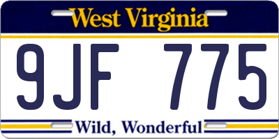 WV license plate 9JF775