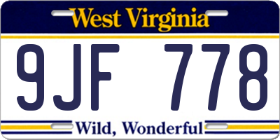 WV license plate 9JF778
