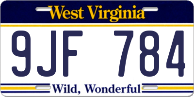 WV license plate 9JF784