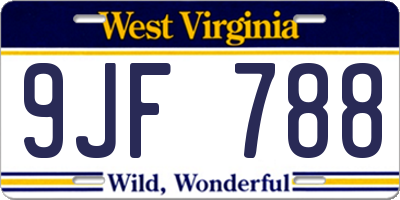 WV license plate 9JF788