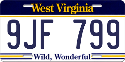 WV license plate 9JF799