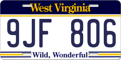 WV license plate 9JF806