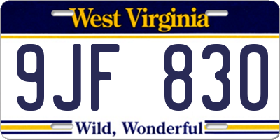 WV license plate 9JF830