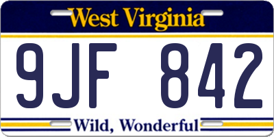 WV license plate 9JF842