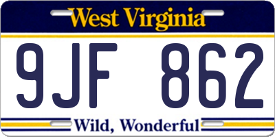 WV license plate 9JF862