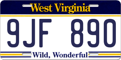 WV license plate 9JF890