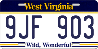 WV license plate 9JF903