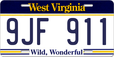 WV license plate 9JF911