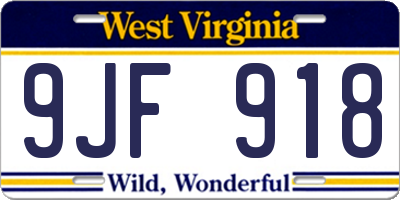 WV license plate 9JF918