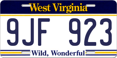 WV license plate 9JF923
