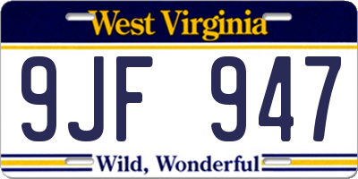 WV license plate 9JF947