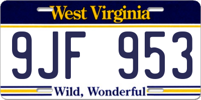 WV license plate 9JF953