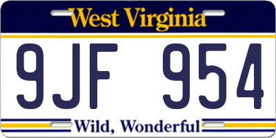 WV license plate 9JF954
