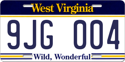 WV license plate 9JG004