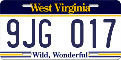 WV license plate 9JG017