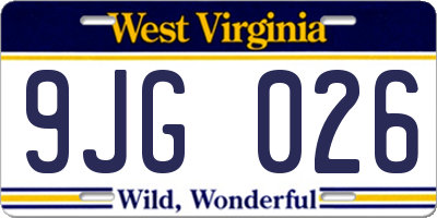 WV license plate 9JG026