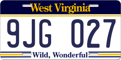 WV license plate 9JG027