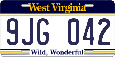 WV license plate 9JG042