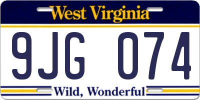 WV license plate 9JG074