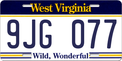 WV license plate 9JG077