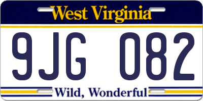 WV license plate 9JG082