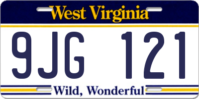 WV license plate 9JG121