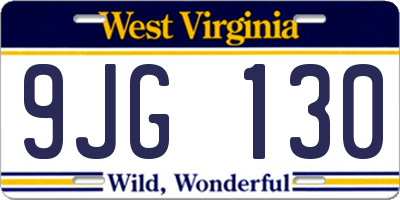 WV license plate 9JG130