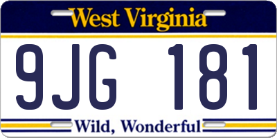 WV license plate 9JG181