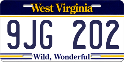 WV license plate 9JG202