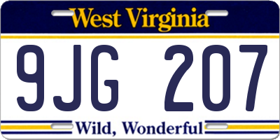 WV license plate 9JG207