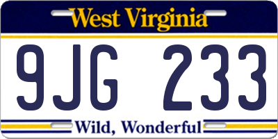 WV license plate 9JG233