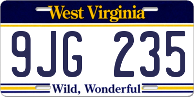 WV license plate 9JG235