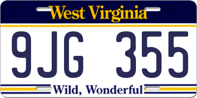 WV license plate 9JG355