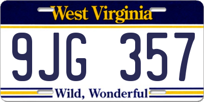 WV license plate 9JG357
