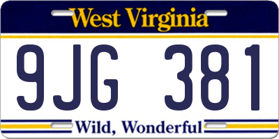 WV license plate 9JG381