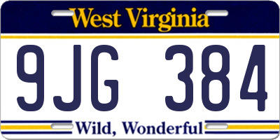 WV license plate 9JG384