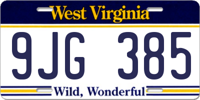 WV license plate 9JG385