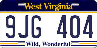 WV license plate 9JG404