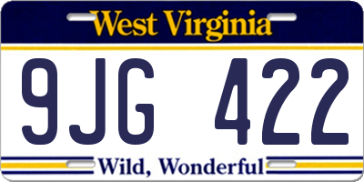 WV license plate 9JG422