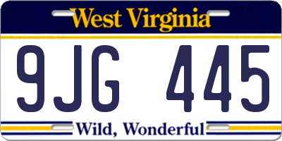 WV license plate 9JG445