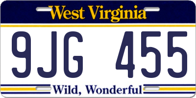 WV license plate 9JG455