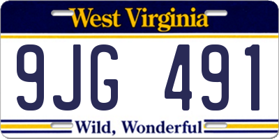 WV license plate 9JG491