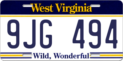 WV license plate 9JG494