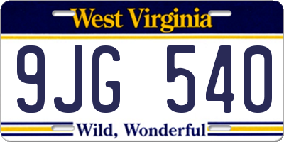 WV license plate 9JG540