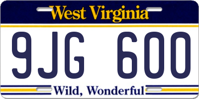 WV license plate 9JG600