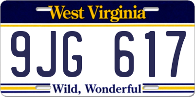 WV license plate 9JG617