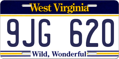 WV license plate 9JG620