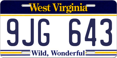 WV license plate 9JG643